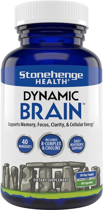 Stonehenge Health Dynamic Brain Supplement β Supports Memory, Focus & Clarity with 40 Nootropic Ingredients