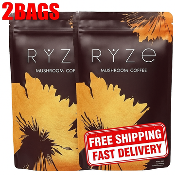 Organic RYZE Mushroom Coffee - Pack of 2, 30 Servings Per Pack Free Shipping, Fast Delivery
