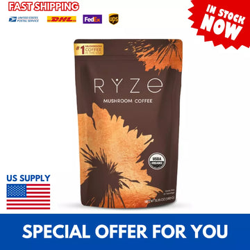 Organic RYZE Mushroom Coffee - β 30 Servings Per Pack Free Shipping, Fast Delivery