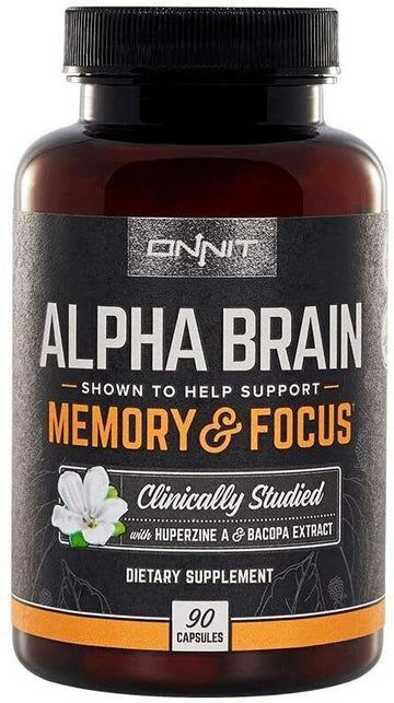 Onnit Labs Alpha Brain Memory & Focus Supplement, 90 Capsules β Supports Cognitive Function