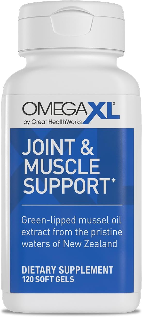 OmegaXL Joint Support Supplement - Natural Muscle & Joint Support with Green Lipped Mussel Oil, Drug-Free, 120 count
