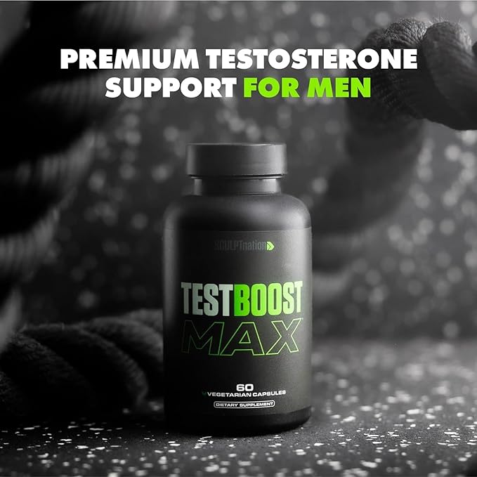 Sculpt Nation by V Shred Test Boost Max - Testosterone Supplement for Men - Tribulus Terrestris for Men - Natural Energy, Stamina, and Strength Booster - 60 Gluten Free Capsules
