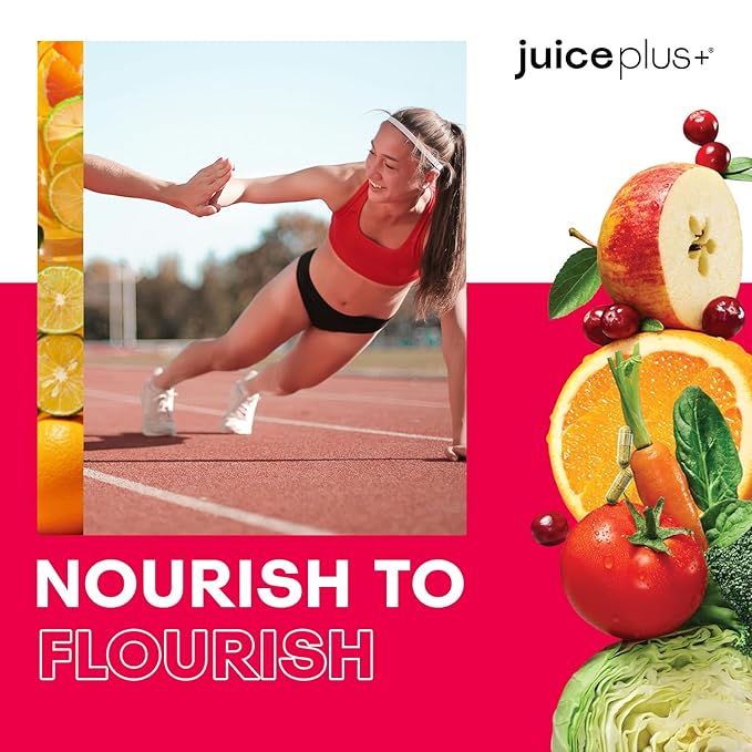 Juice Plus+ Blended Fruit & Veg Juice Powders, Whole Food Ingredients like Kale, Beet, Cranberry and More - Vegan, Non-GMO  –120 Capsules Each