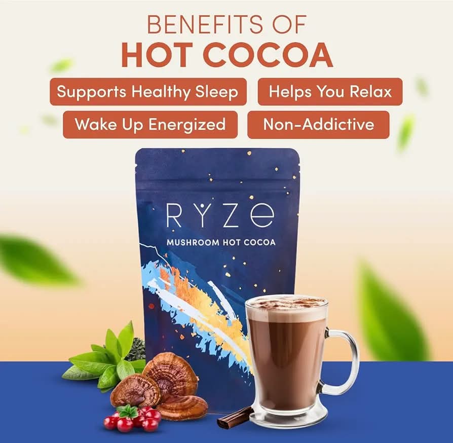 Organic RYZE Mushroom Hot Cocoa – Rich & Smooth | 30 Servings