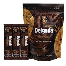 Coffee Delgada Premium Instant Coffee with Ganoderma Lucidum Mushroom - 25 Sachets, 2.8 oz Each