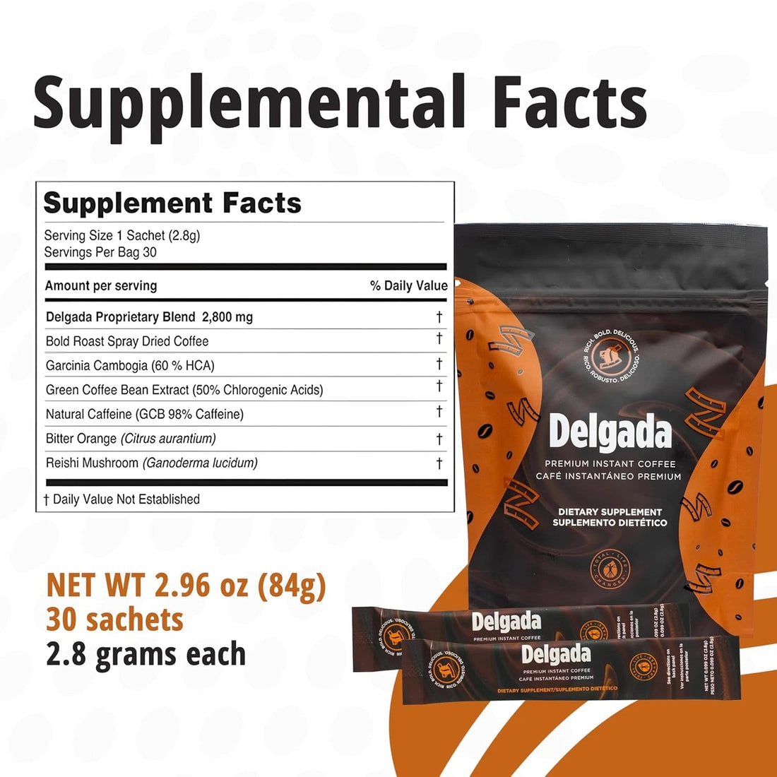 Delgada Premium Instant Coffee – 30 Sachets | Premium Instant Coffee | Fast Shipping, Free Delivery