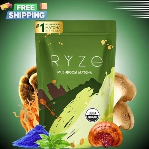 Ryze Organic Mushroom Matcha - 30 Servings Free shipping Fast delivery